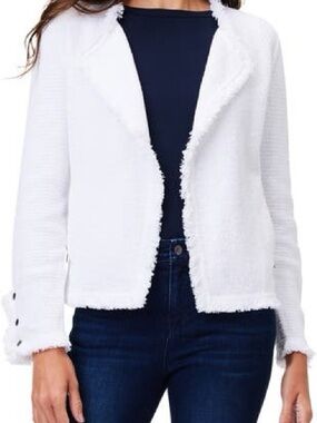 NIC+ZOE White Fringe Mix Knit Jacket